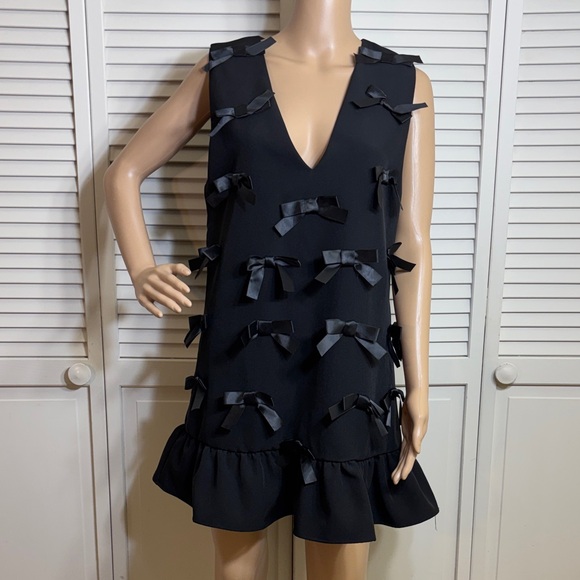 Sister Jane bow embellished mini pinafore dress in black Medium - Picture 5 of 16